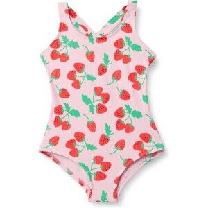 Amazon Essentials Girls Toddlers 1-Piece Swimsuit 3T Cross-Back Red Strawberries